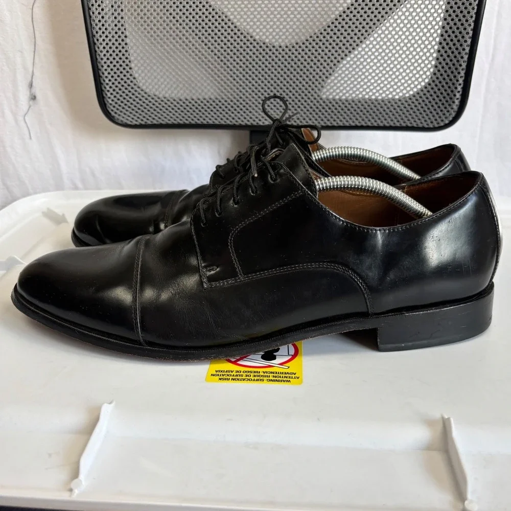 Florsheim Cap Toe Derby Shoes Mens 13 D Black Leather Lace Up Dress Loafer